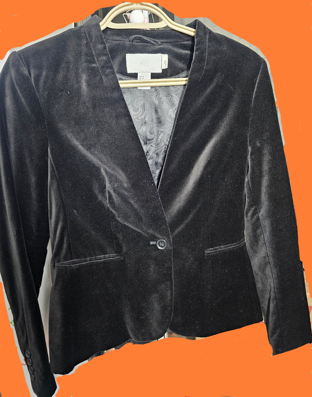 H&M Black Velvet Blazer - Size 8