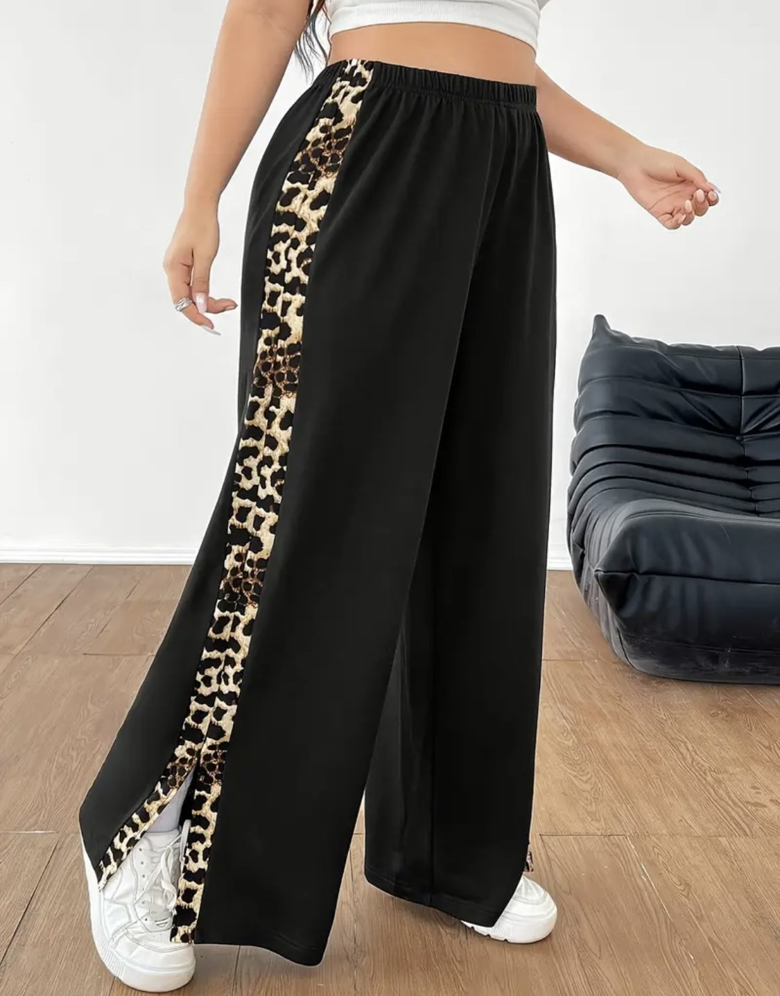 Women's Leopard Print Wide Leg Pants - Size 0XL - photo 2
