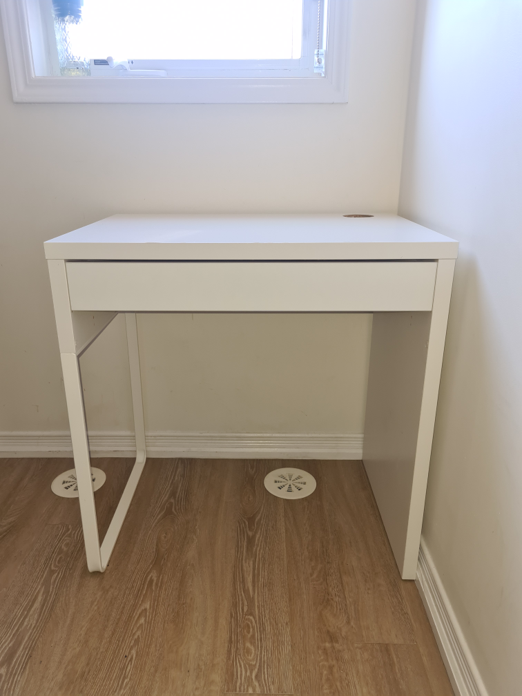 White IKEA Desk with Drawer .