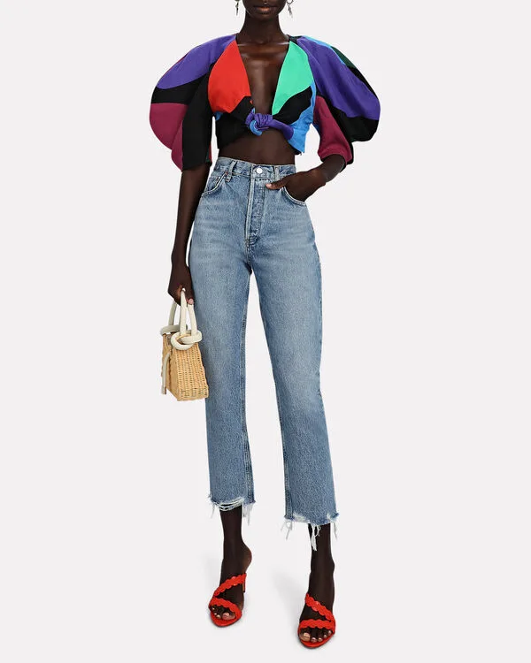 AGOLDE Riley High-Rise Straight Cropped Jeans Size 24 image indicator(3)