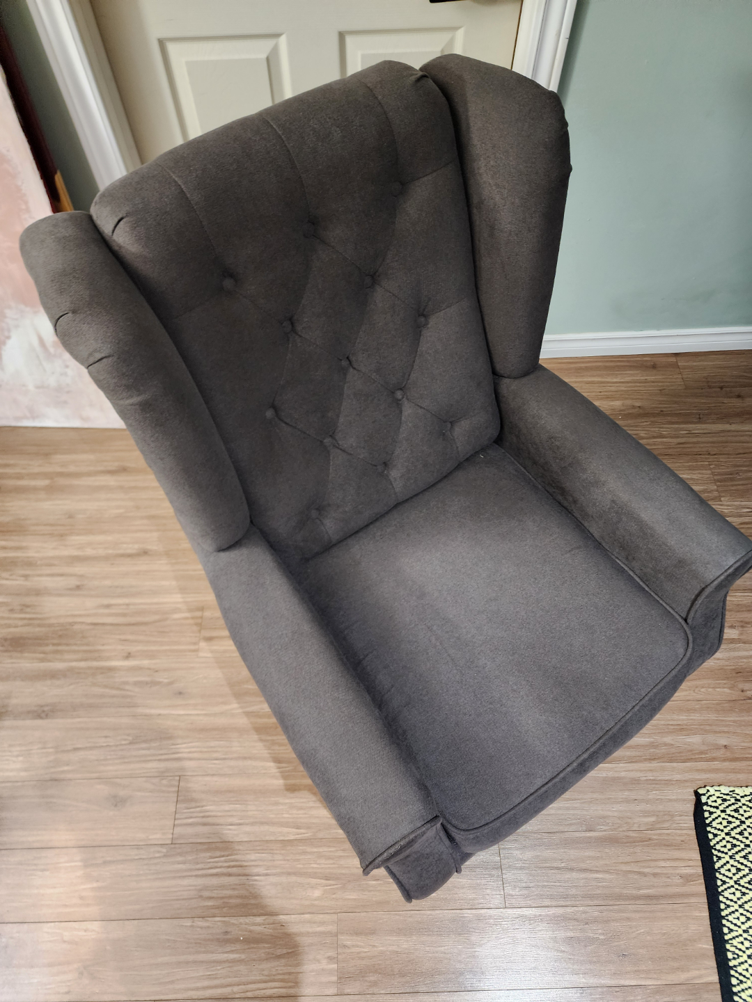 Dark Grey Button Tufted Wingback Accent Chair