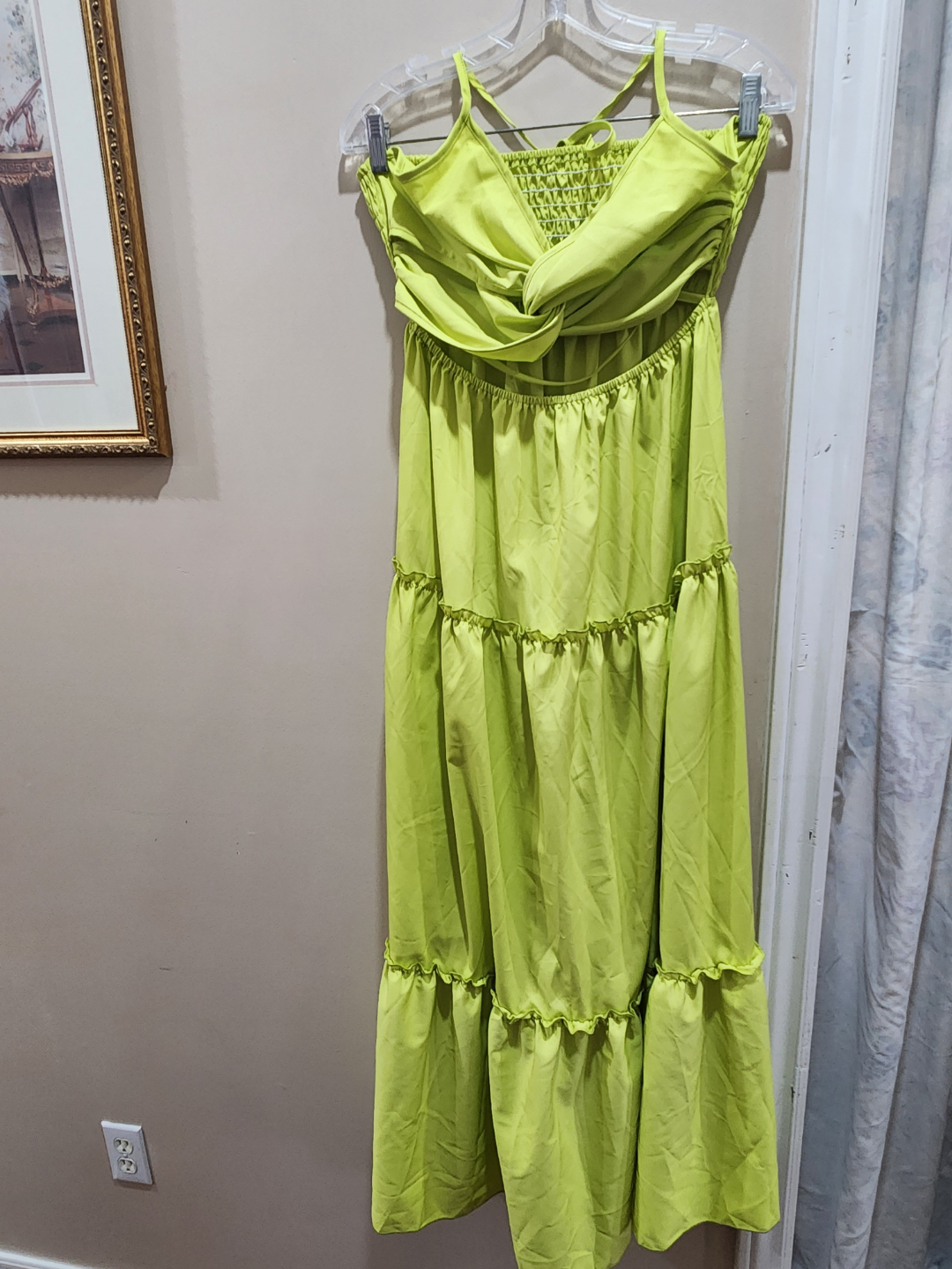 Lime Green Maxi Dress with Tiered Skirt - photo 2