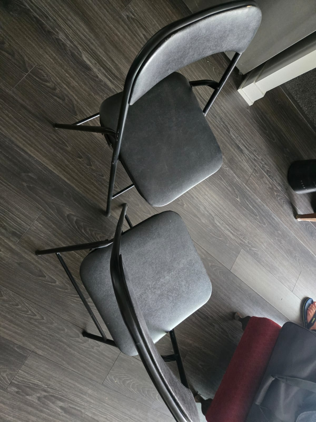 Pair of Black Folding Chairs - photo 2
