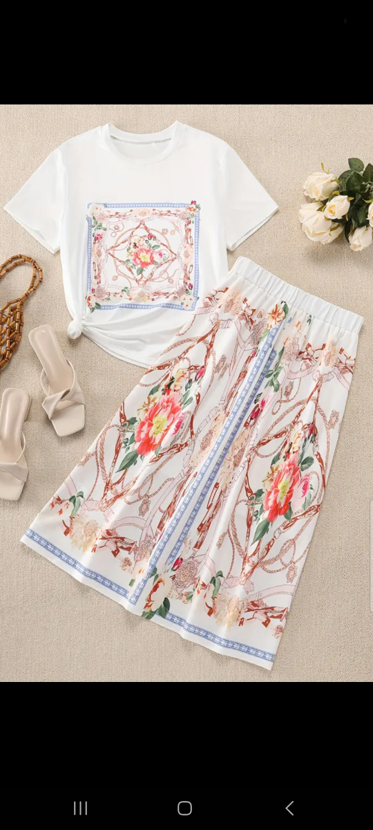 Women's Floral Print Two-Piece Outfit