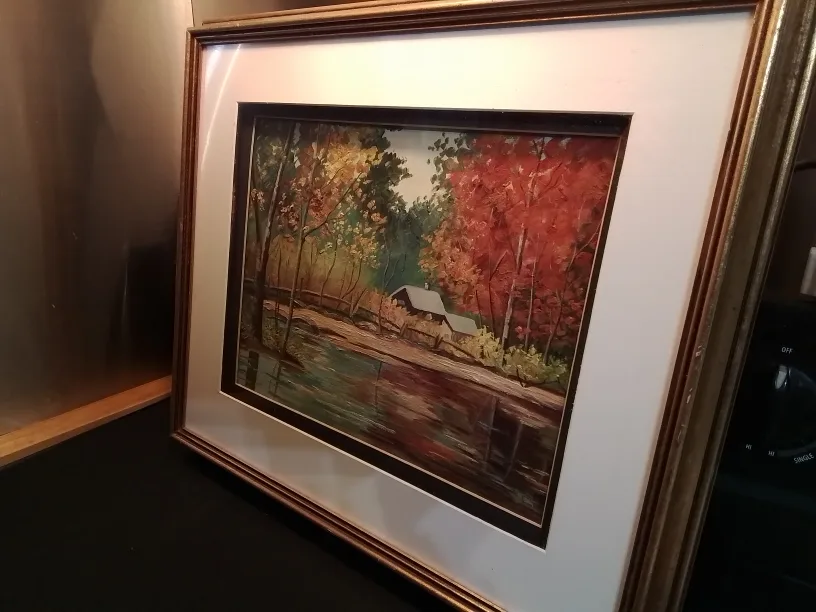 Framed Autumn Oil Landscape Painting image indicator(4)