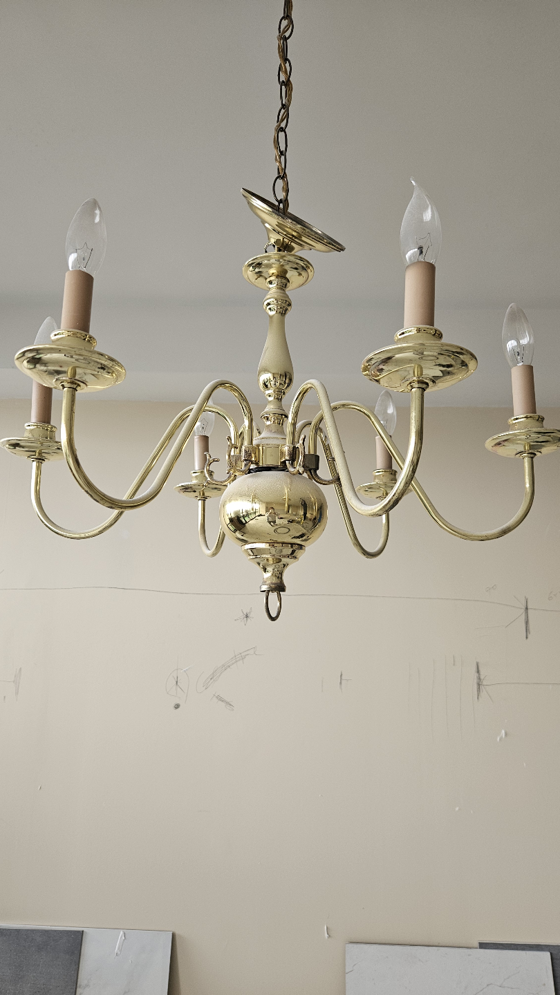 Vintage Brass 6-Light Chandelier