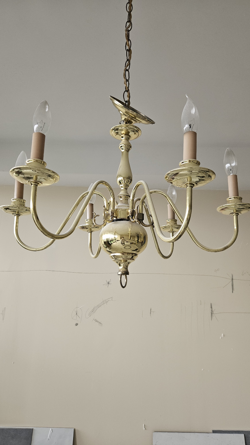 Vintage Brass 6-Light Chandelier - photo 2
