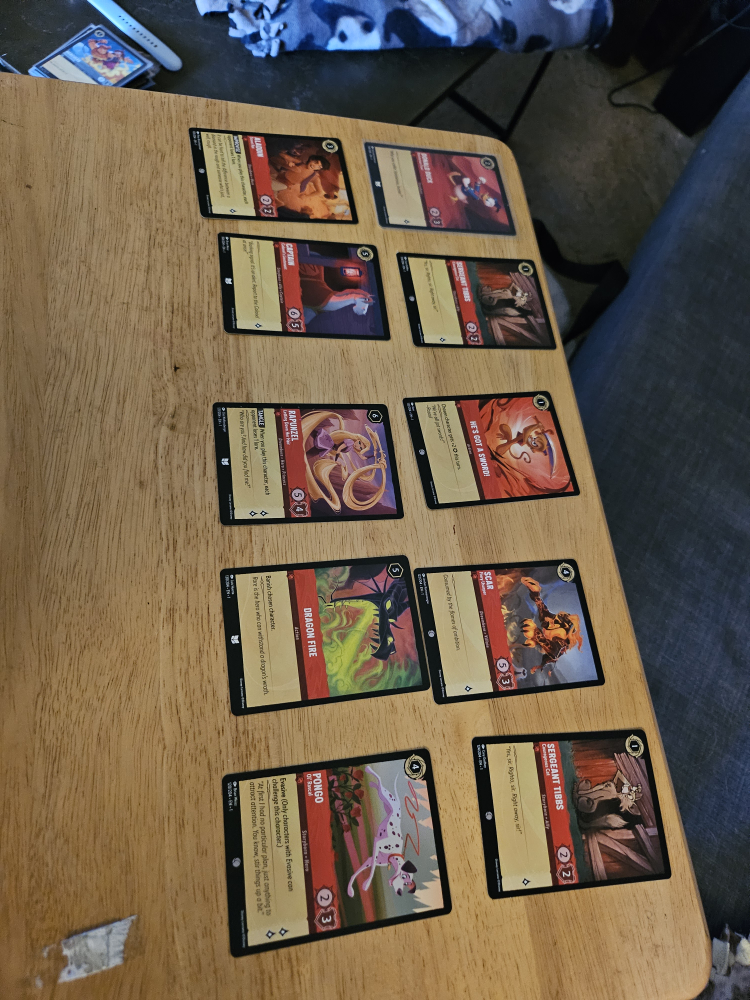 set of 10 Lorcana trading cards