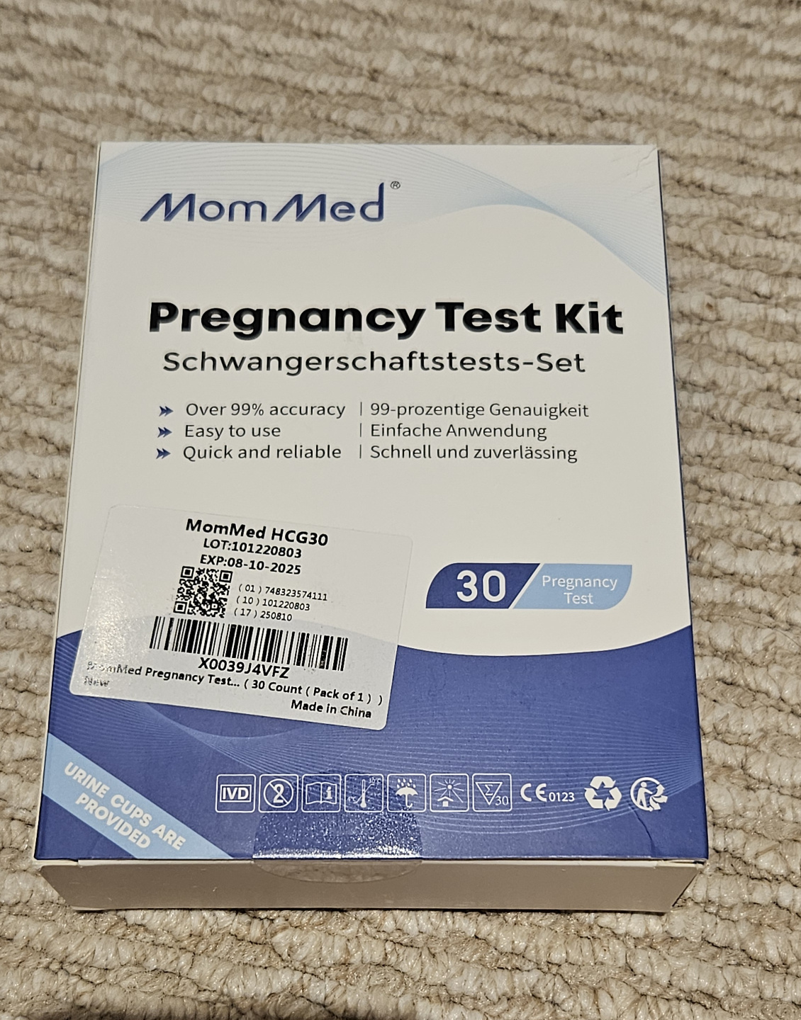 MomMed Pregnancy Test Kit - (13 test strips, 29 urine cups) - photo 2