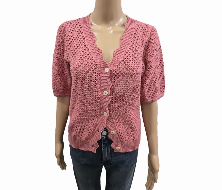 BNWTT Monsoon Half Sleeve Plain Cardigan In Pink Size M image indicator(5)