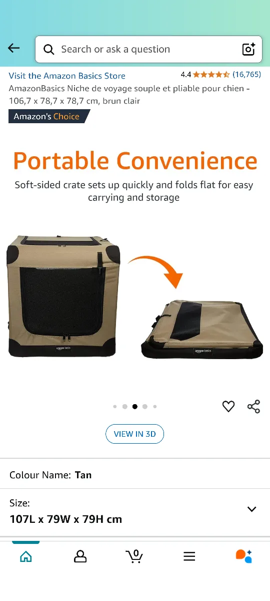 AmazonBasics Tan Soft-Sided Pet Crate - Large image indicator(7)