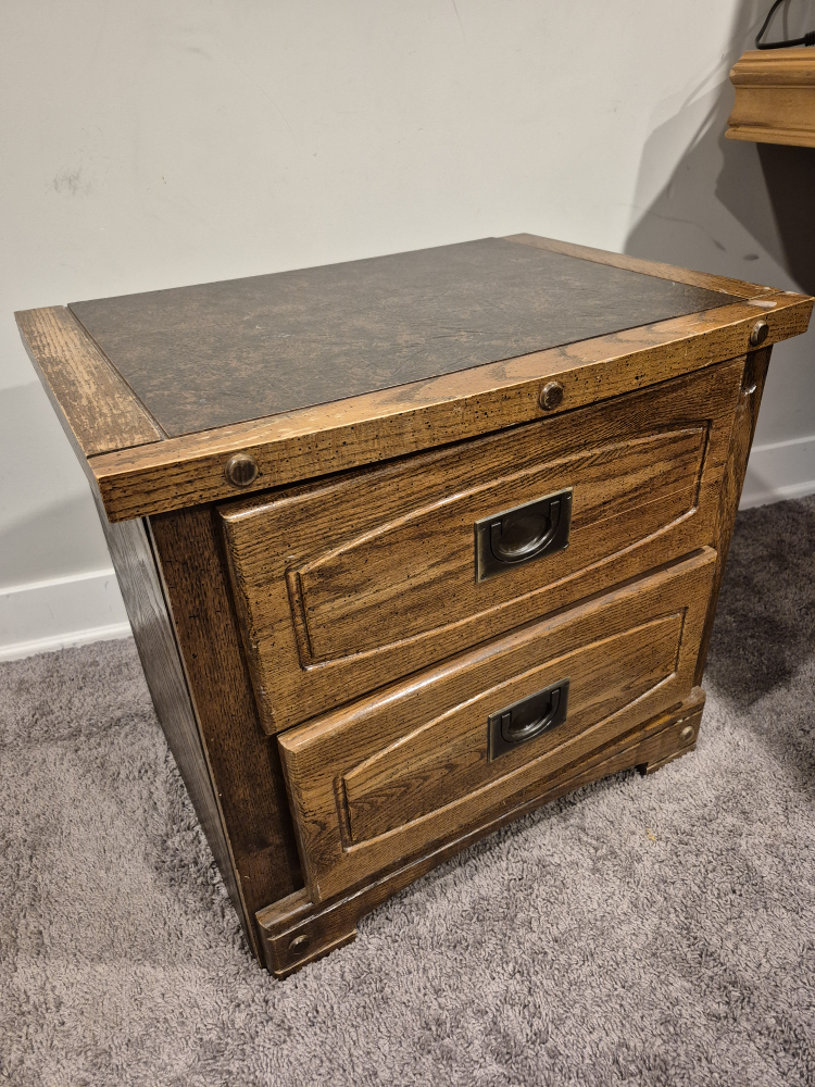 Vintage Wooden Two-Drawer Nightstand - photo 2