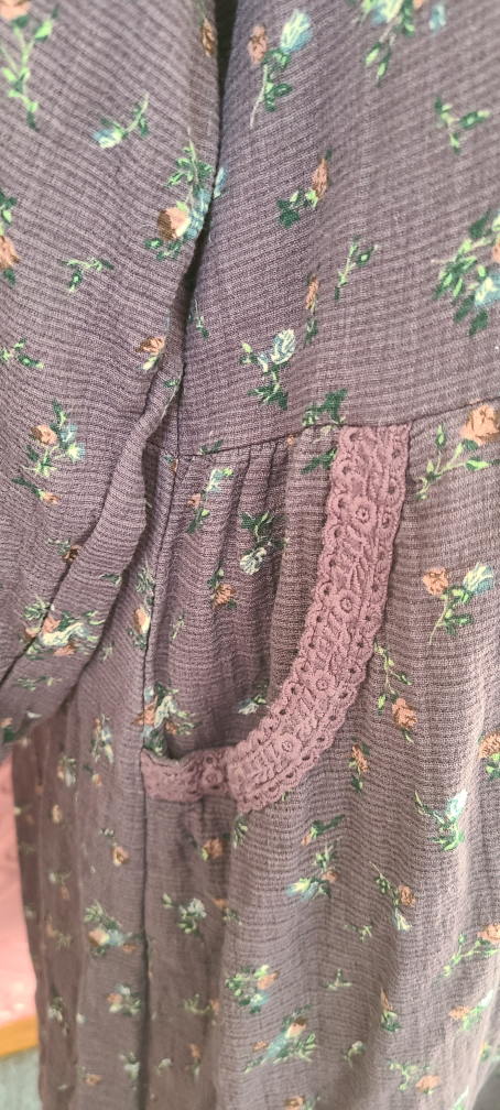Floral Button-Up Dress with Lace Detail - photo 4