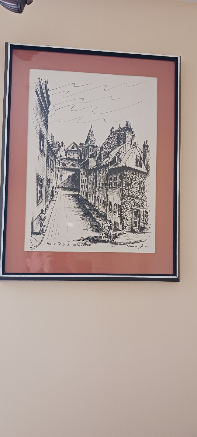 Pair of Vintage Quebec City Prints by Claude Plante