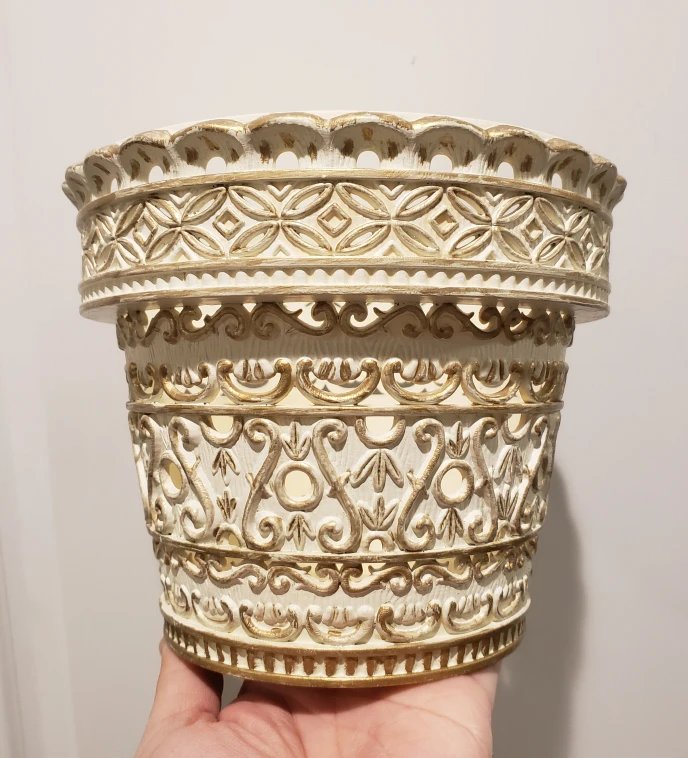 Vintage Dialene Better-Maid Planter, White and Gold