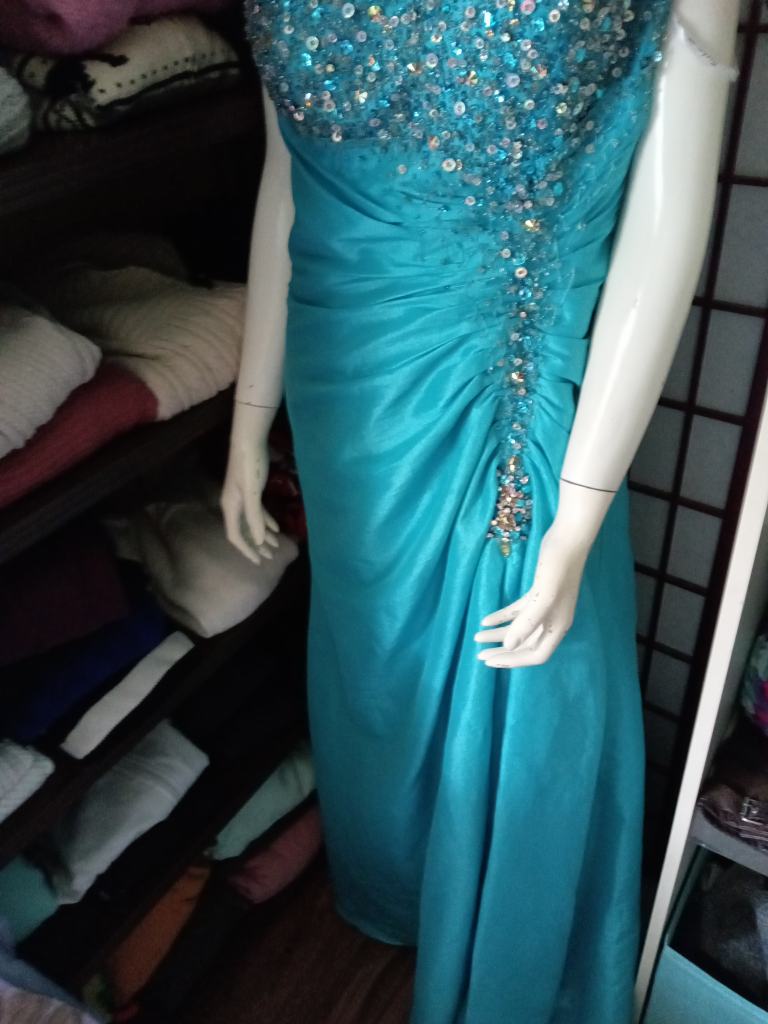 Stunning Teal Sequin Strapless Dress - photo 2