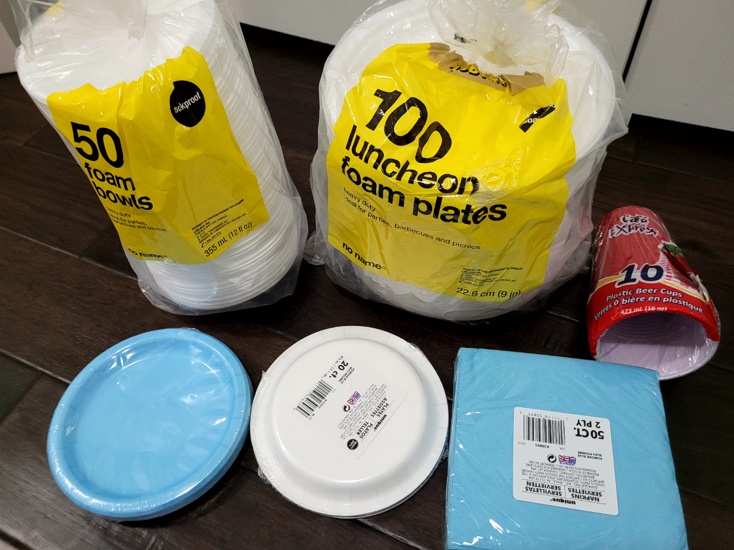 Party Supplies Bundle - Plates, Bowls, Cups, Napkins