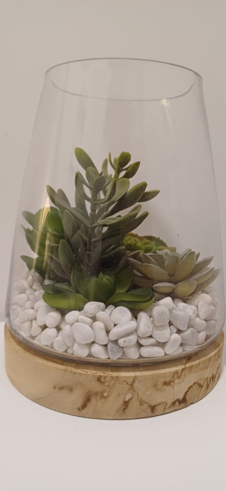 Artificial succulent arrangement in glass bowl - photo 2