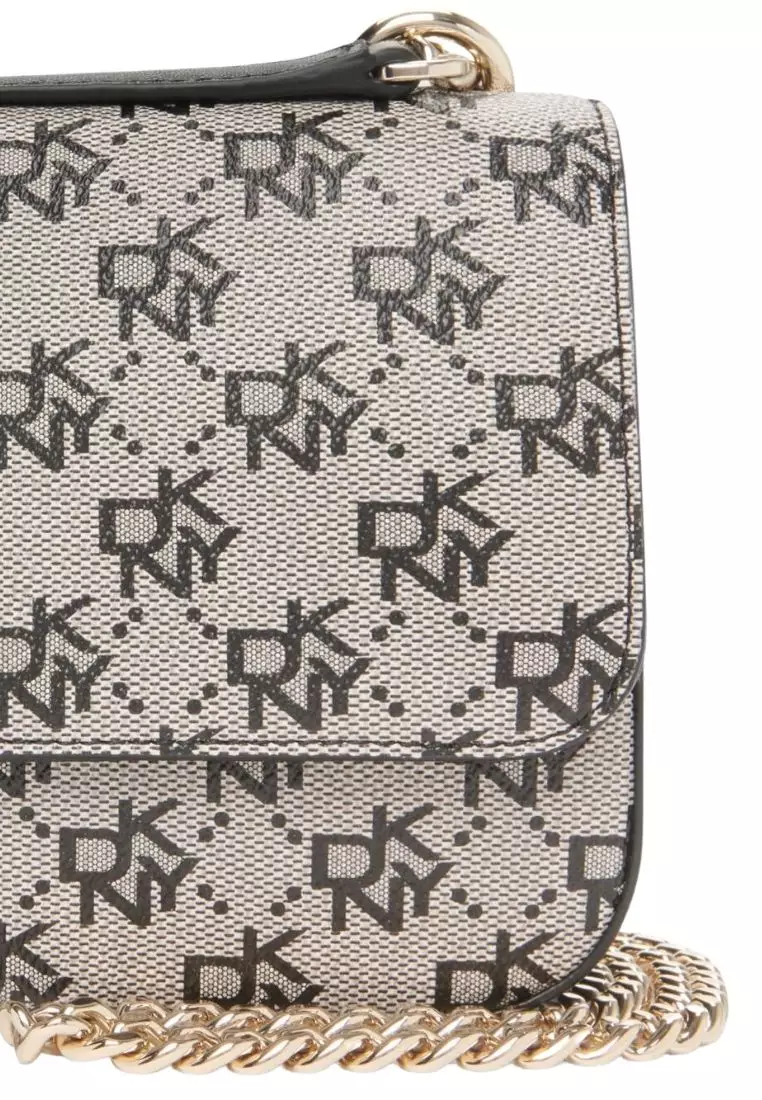 DKNY Beige and Black Monogram Shoulder Bag - photo 2