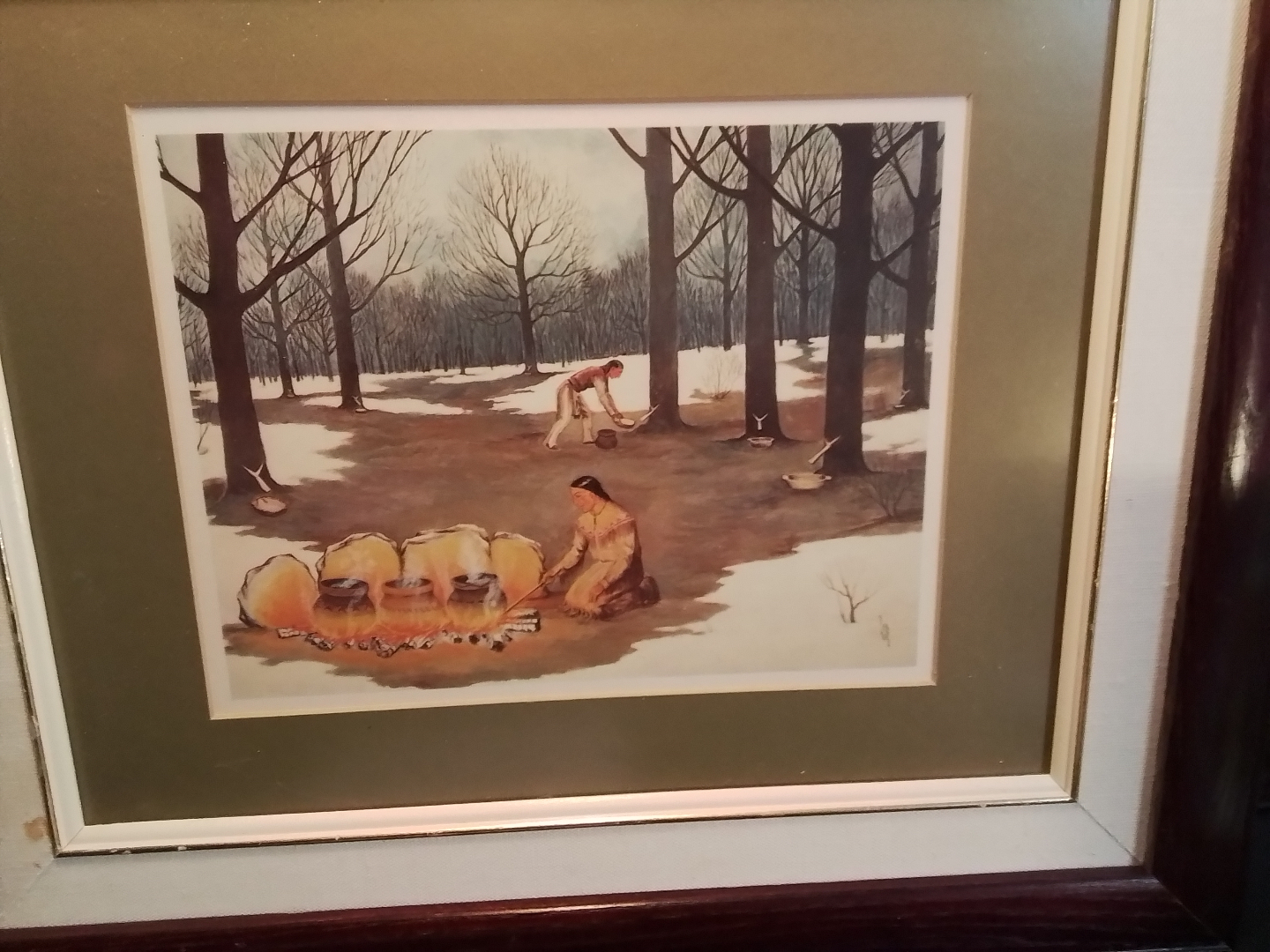 Framed Native American Maple Syrup Making Print - photo 2