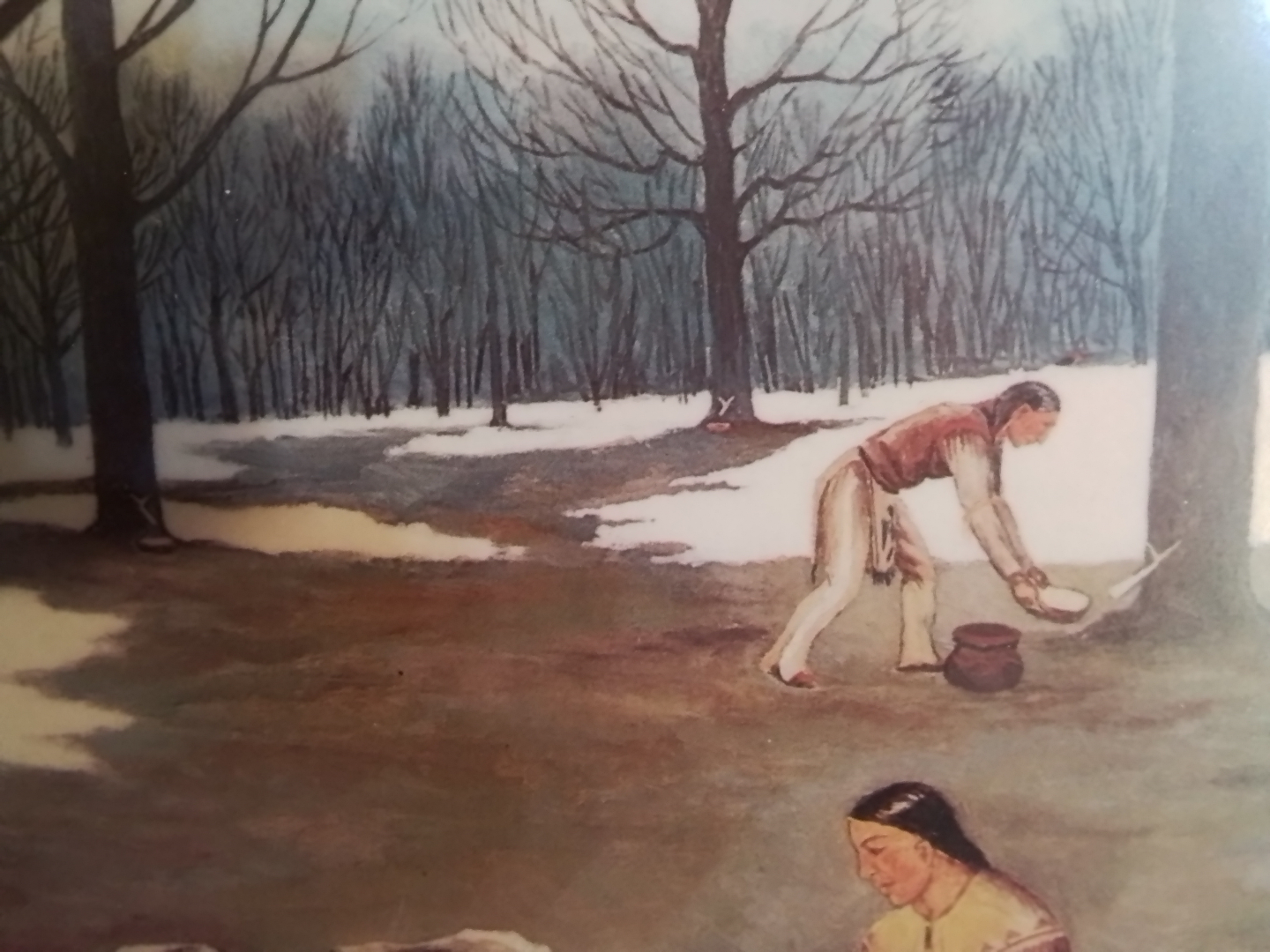 Framed Native American Maple Syrup Making Print - photo 5