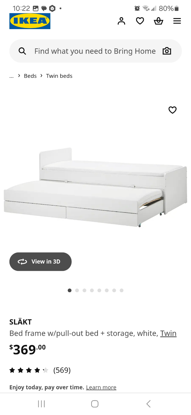 IKEA SLÄKT Twin Bed Frame with Pull-Out Bed and Storage