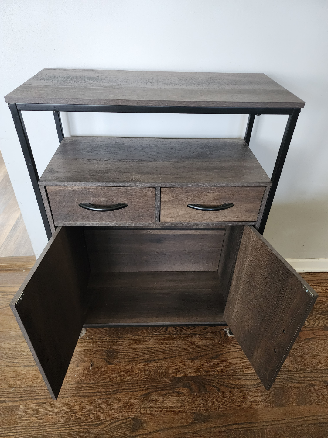 Dark Wood Storage Cabinet with Metal Frame - photo 2
