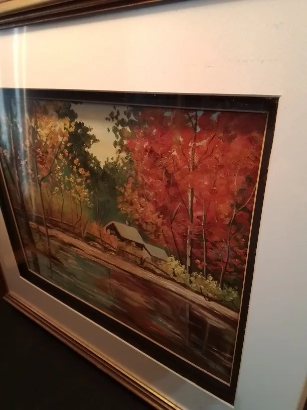 Framed Autumn Oil Landscape Painting image indicator(5)