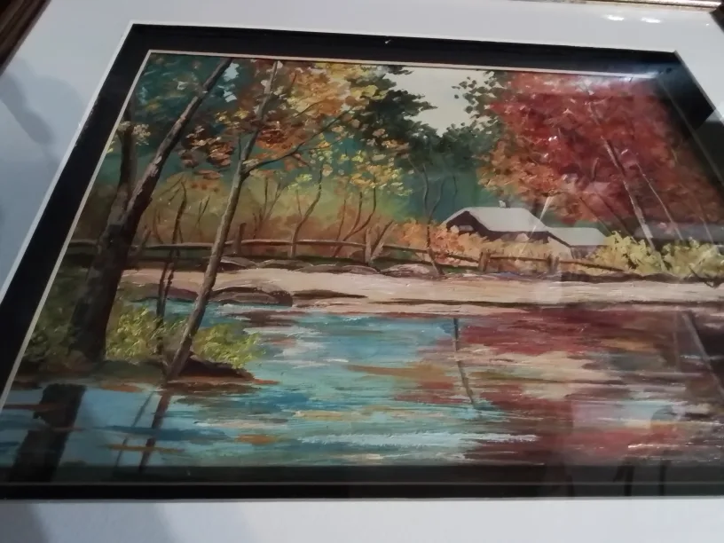Framed Autumn Oil Landscape Painting image indicator(7)