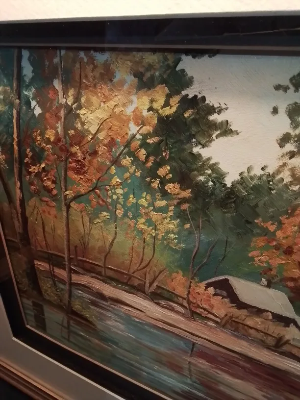 Framed Autumn Oil Landscape Painting image indicator(8)