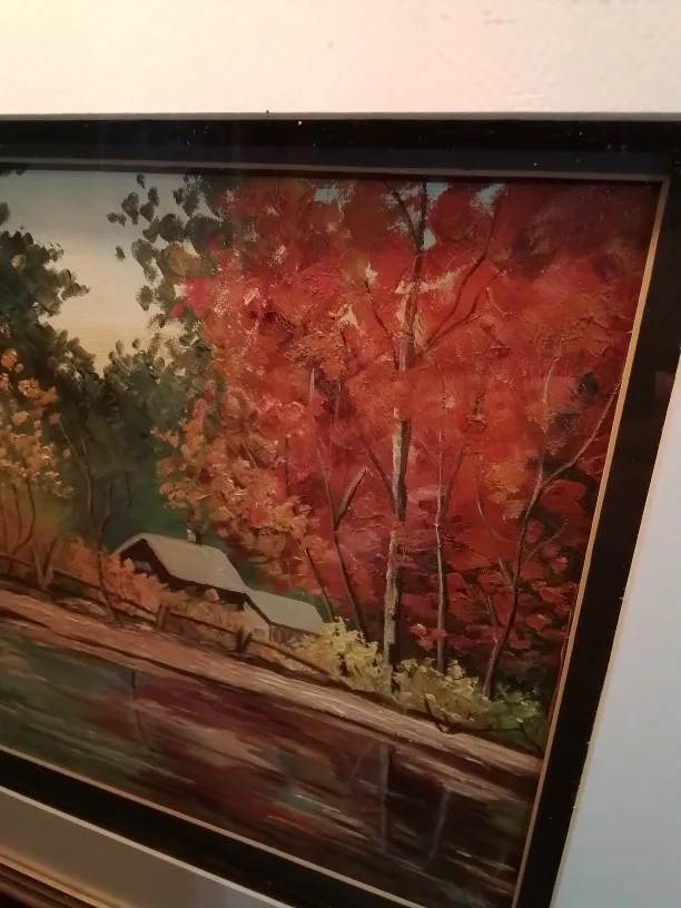 Framed Autumn Oil Landscape Painting image indicator(9)