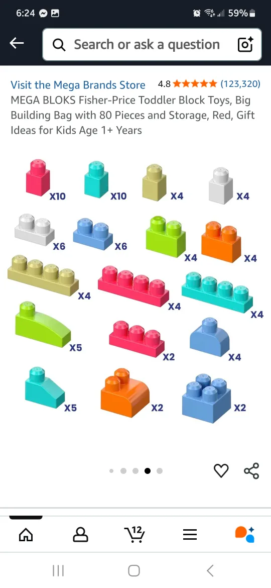 MEGA BLOKS Fisher-Price Toddler Blocks 2 bags, 160 Pc image indicator(3)