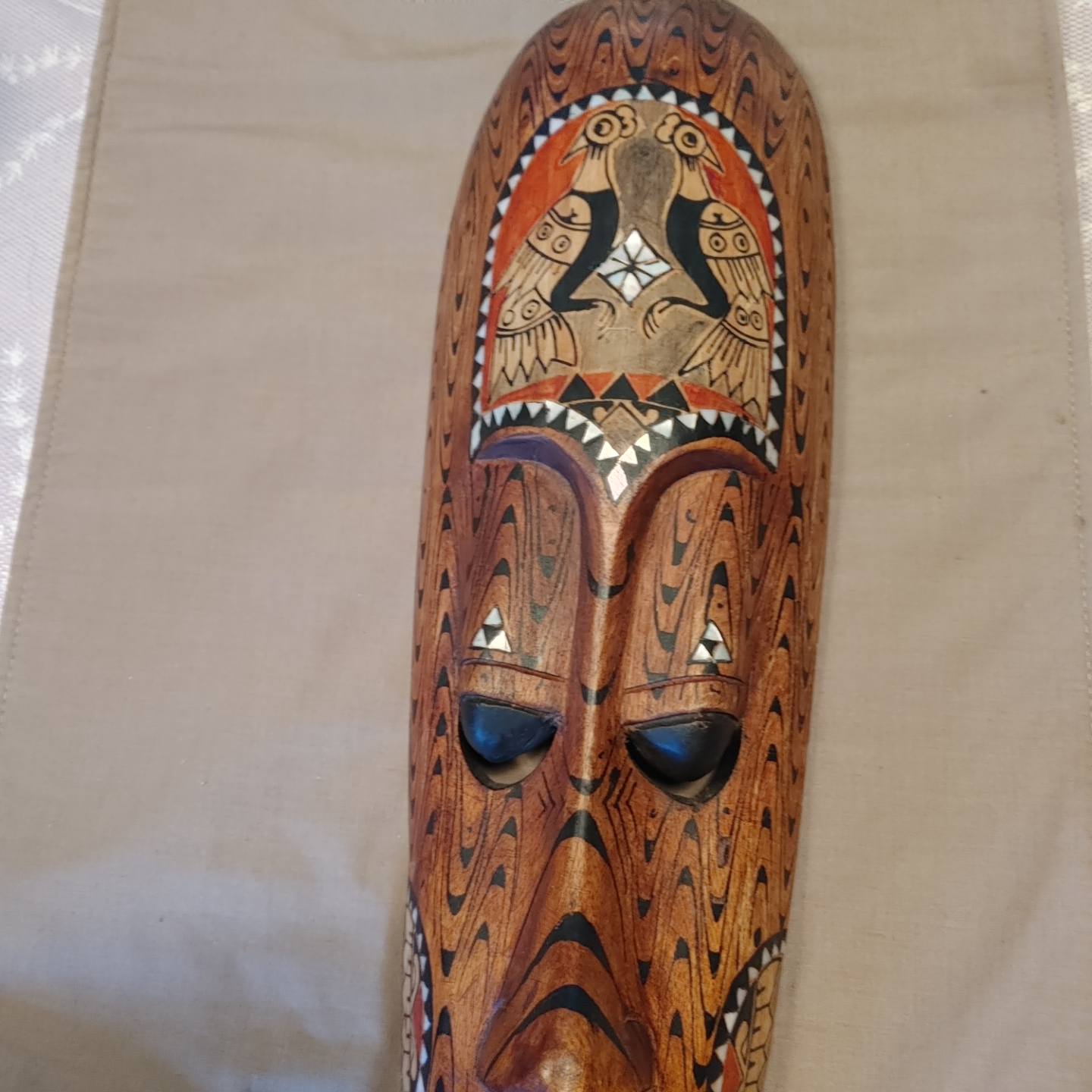 Hand-carved Wooden Mask Wall Decor - photo 2