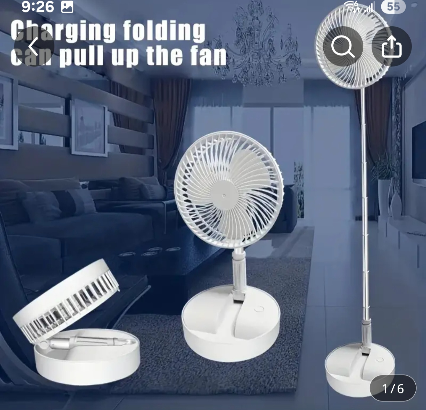 Foldable Portable Fast charging Fan with Stand - photo 2