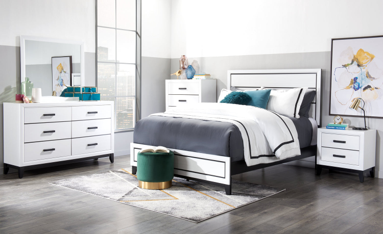 Contemporary Double Bed Frame - White and Black - photo 2