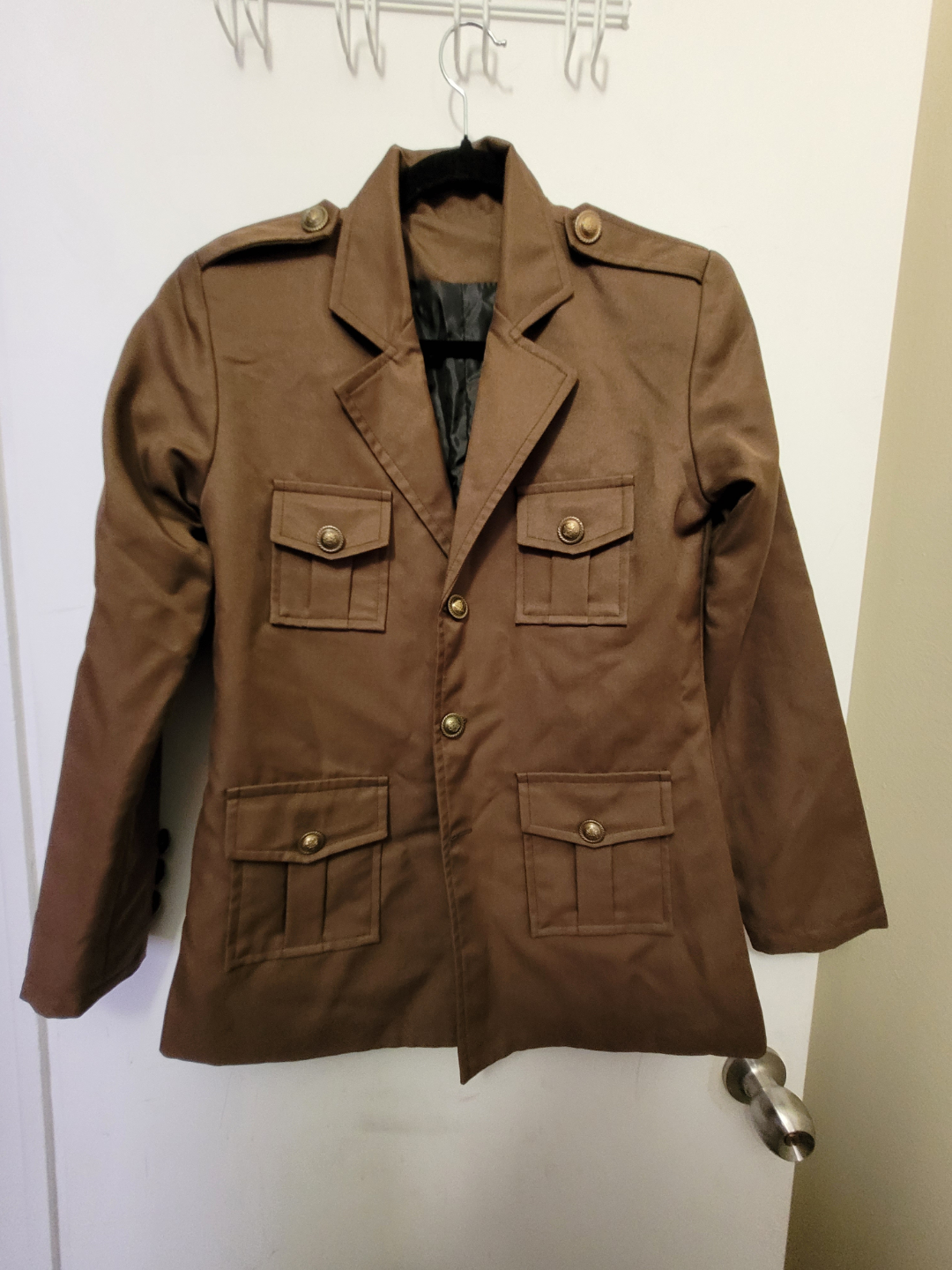 Brown Military-Style Blazer Jacket