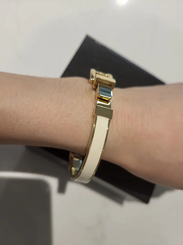 Michael Kors Gold and White Enamel Hinge Bracelet image indicator(3)