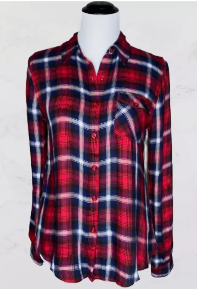 Women's Plaid Button-Down Shirt