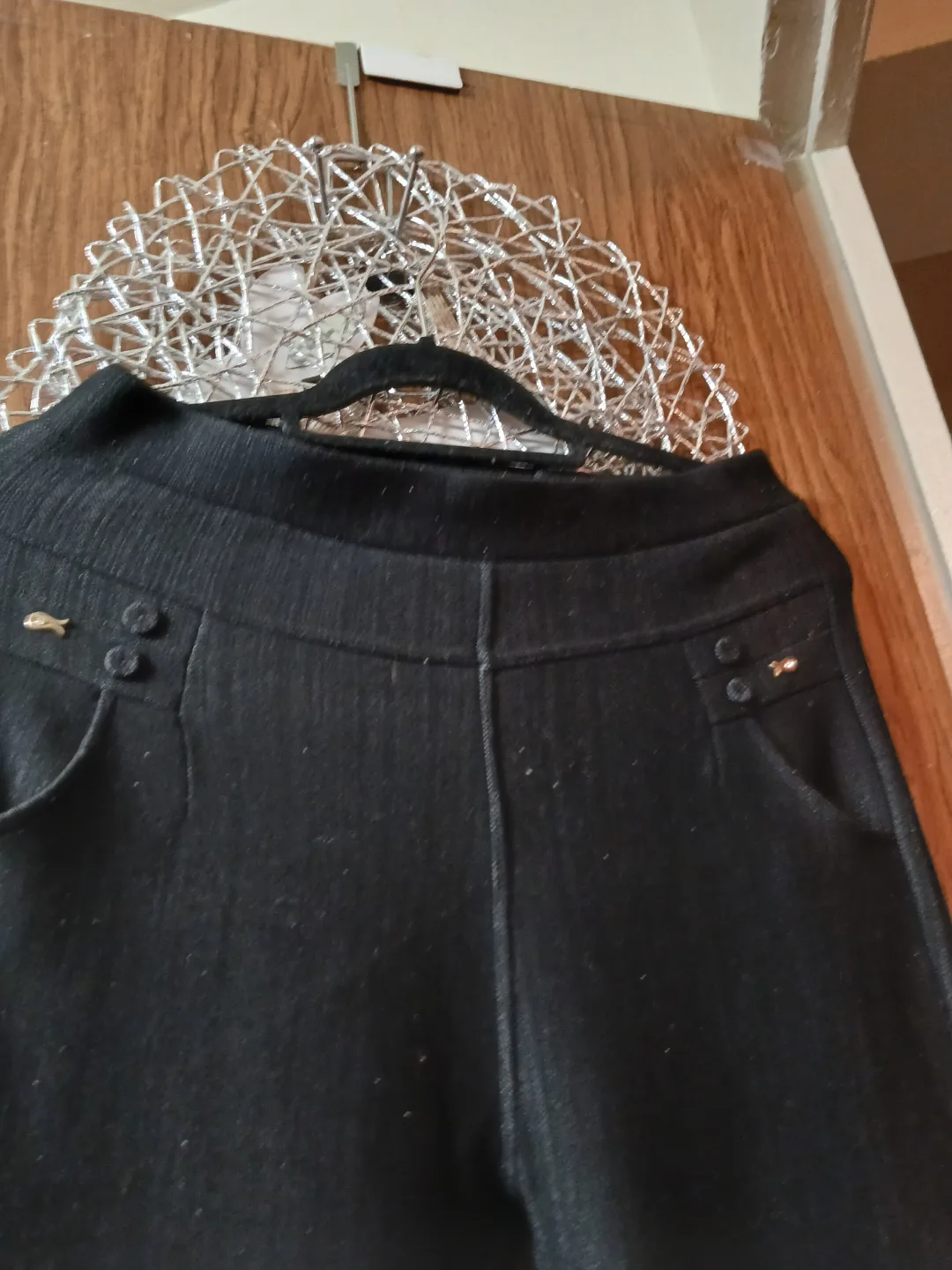 Women's Black Knit Pants Size L run small image indicator(2)