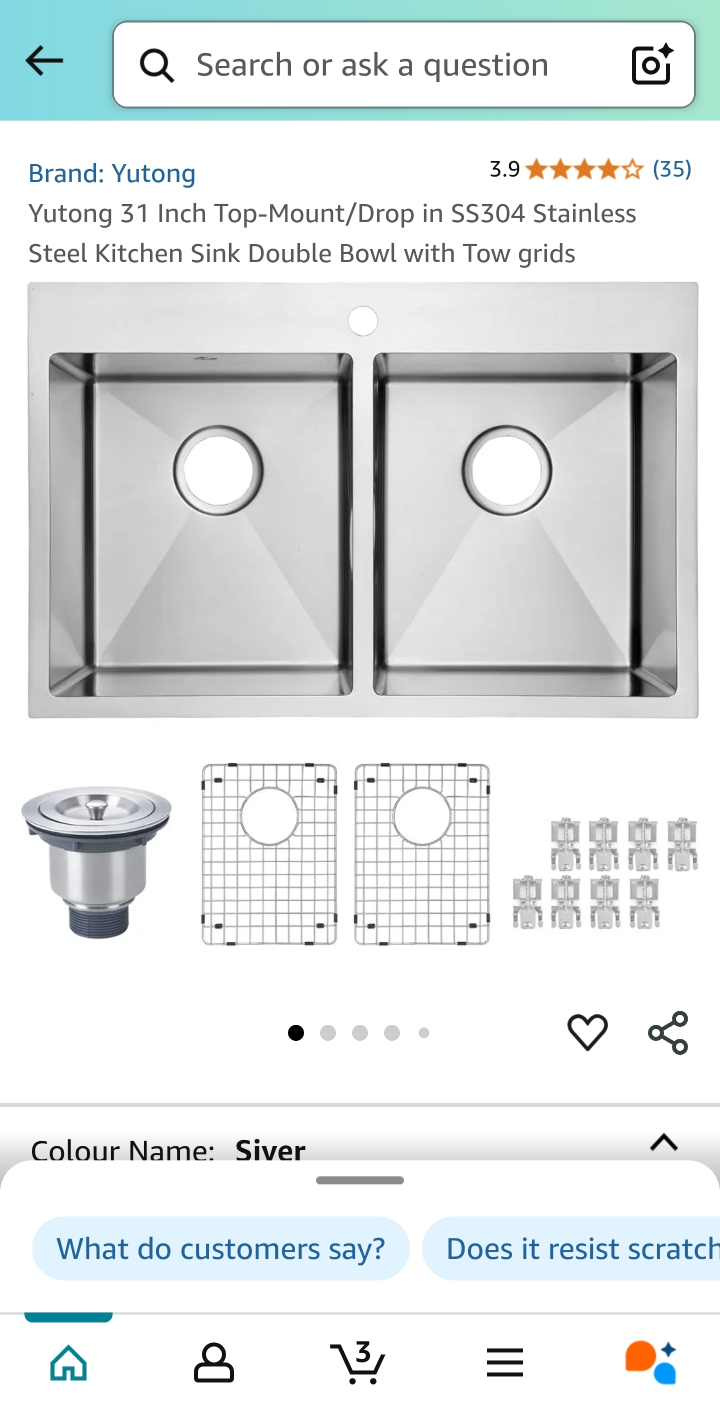 Yutong 31" Double Bowl Stainless Steel Kitchen Sink - photo 2