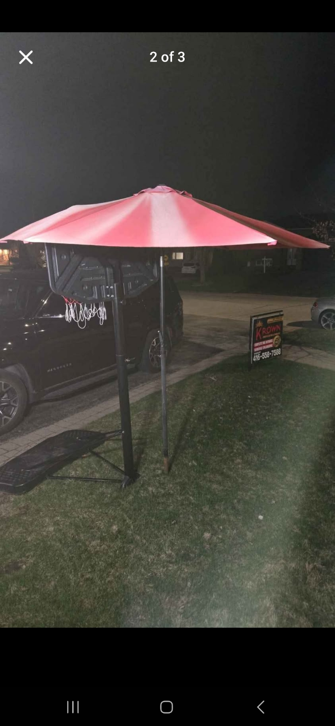Pink and White Patio Umbrella 6ft x 6ft