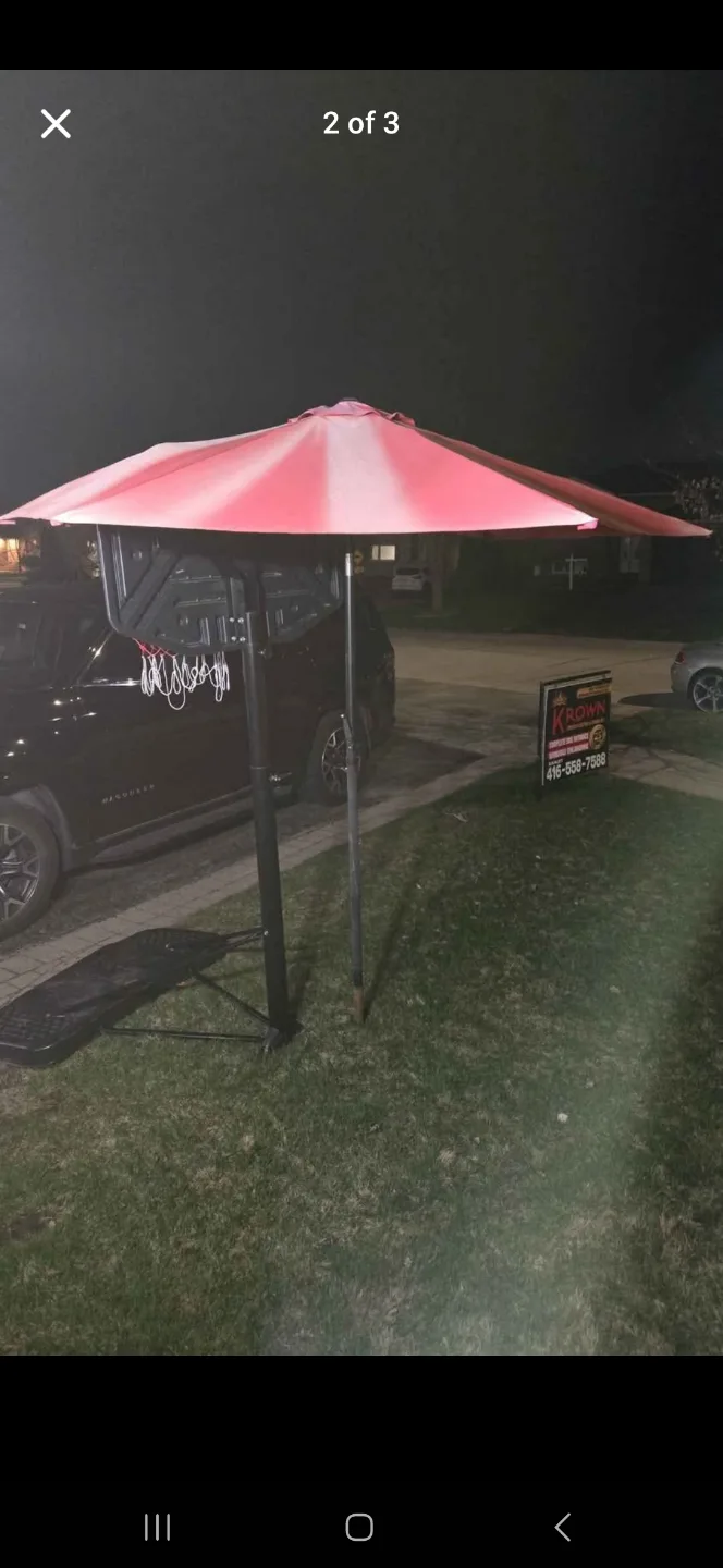 Pink and White Patio Umbrella 6ft x 6ft thumbnail