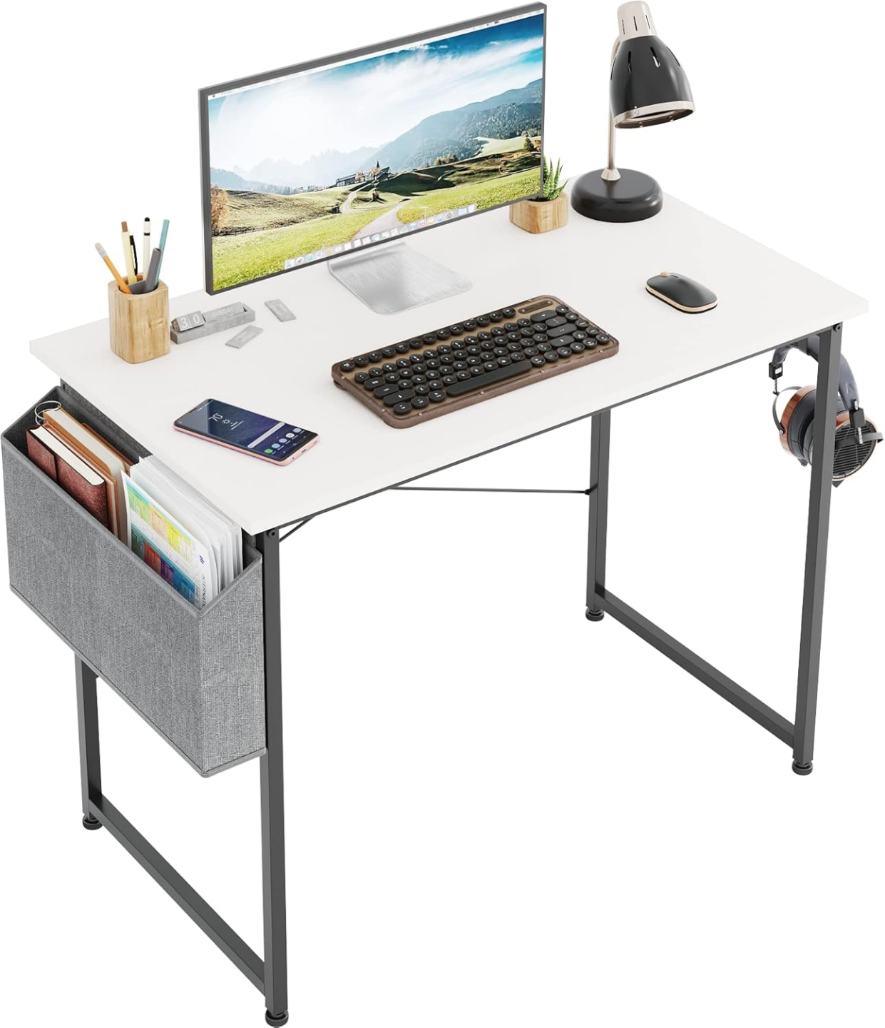 White Computer Desk with Storage - photo 3