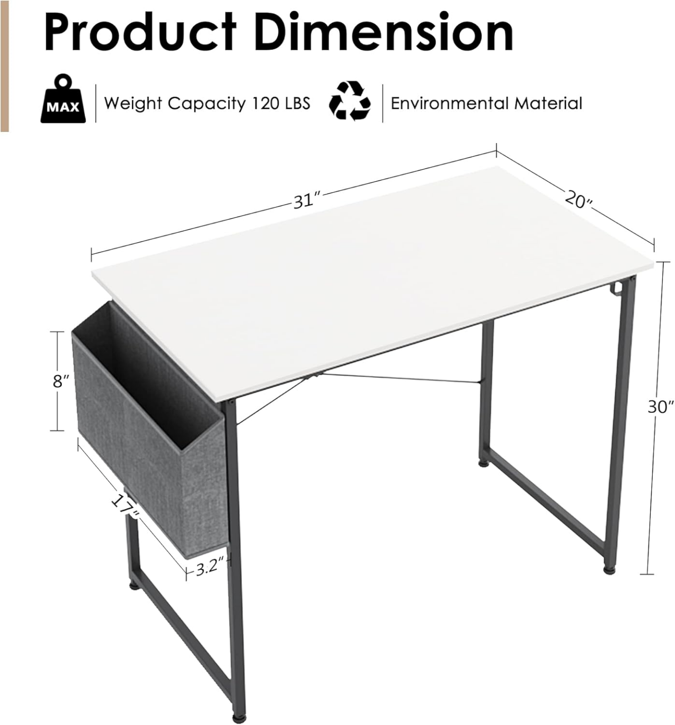White Computer Desk with Storage - photo 4
