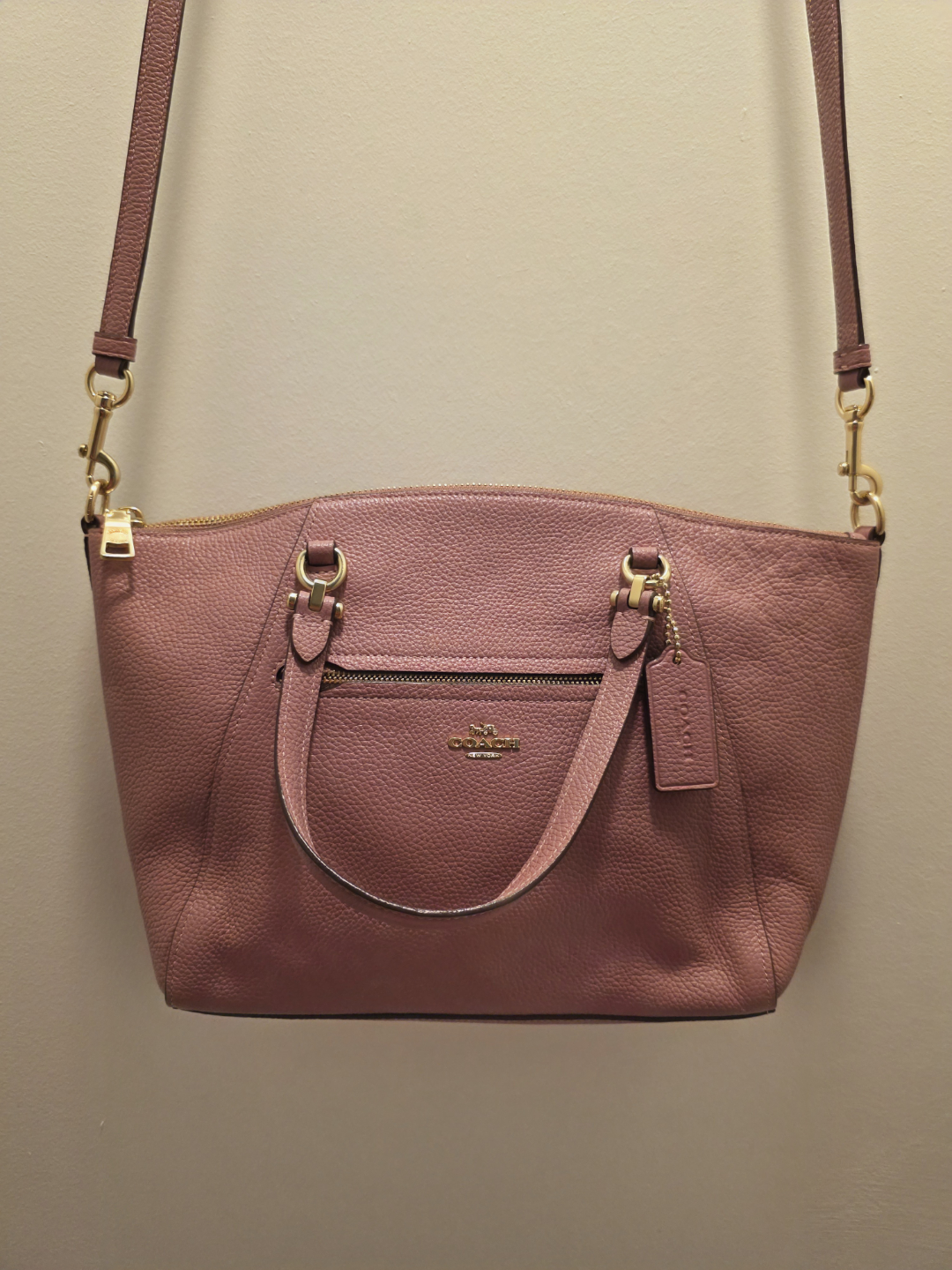 Coach Leather Satchel Handbag - Dusty Rose