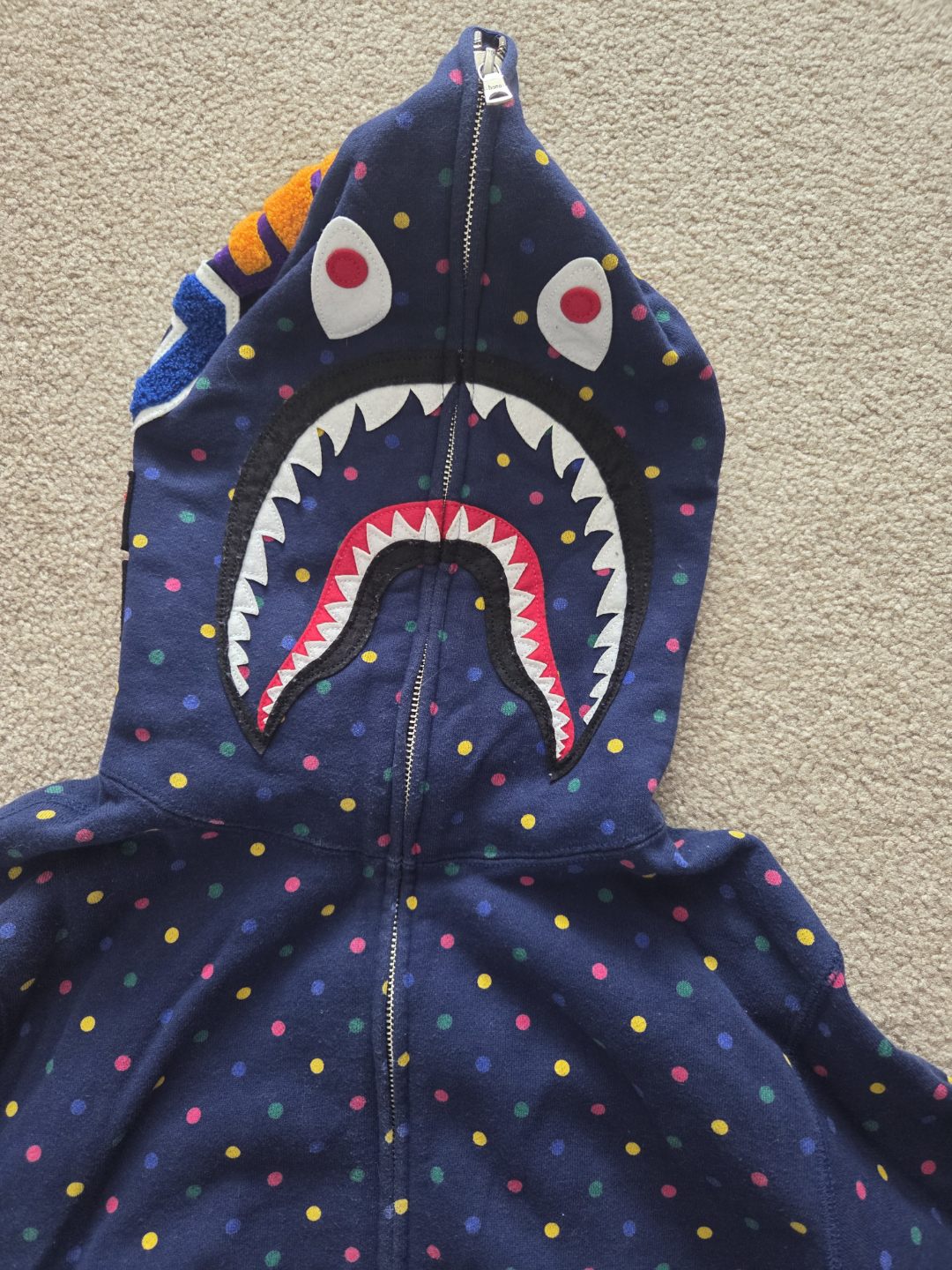 A Bathing Ape Bape Multicoloured Polka Dot Shark Hoodie Zip-Up - photo 3