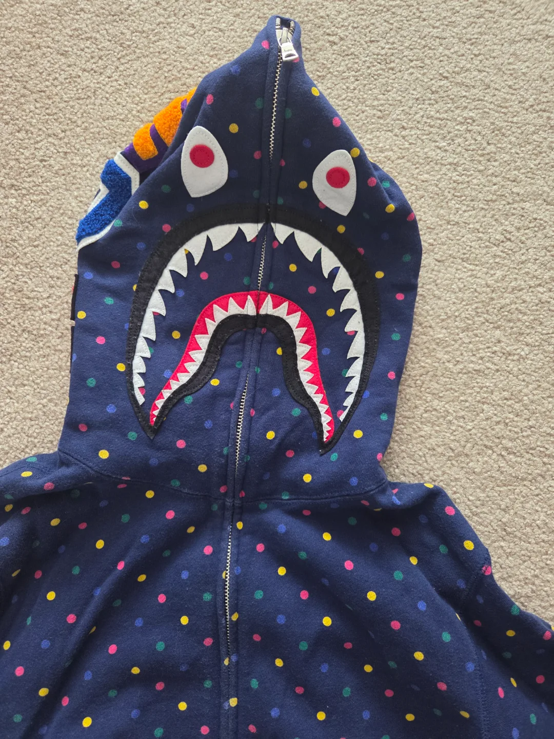 A Bathing Ape Bape Multicoloured Polka Dot Shark Hoodie Zip-Up image indicator(3)