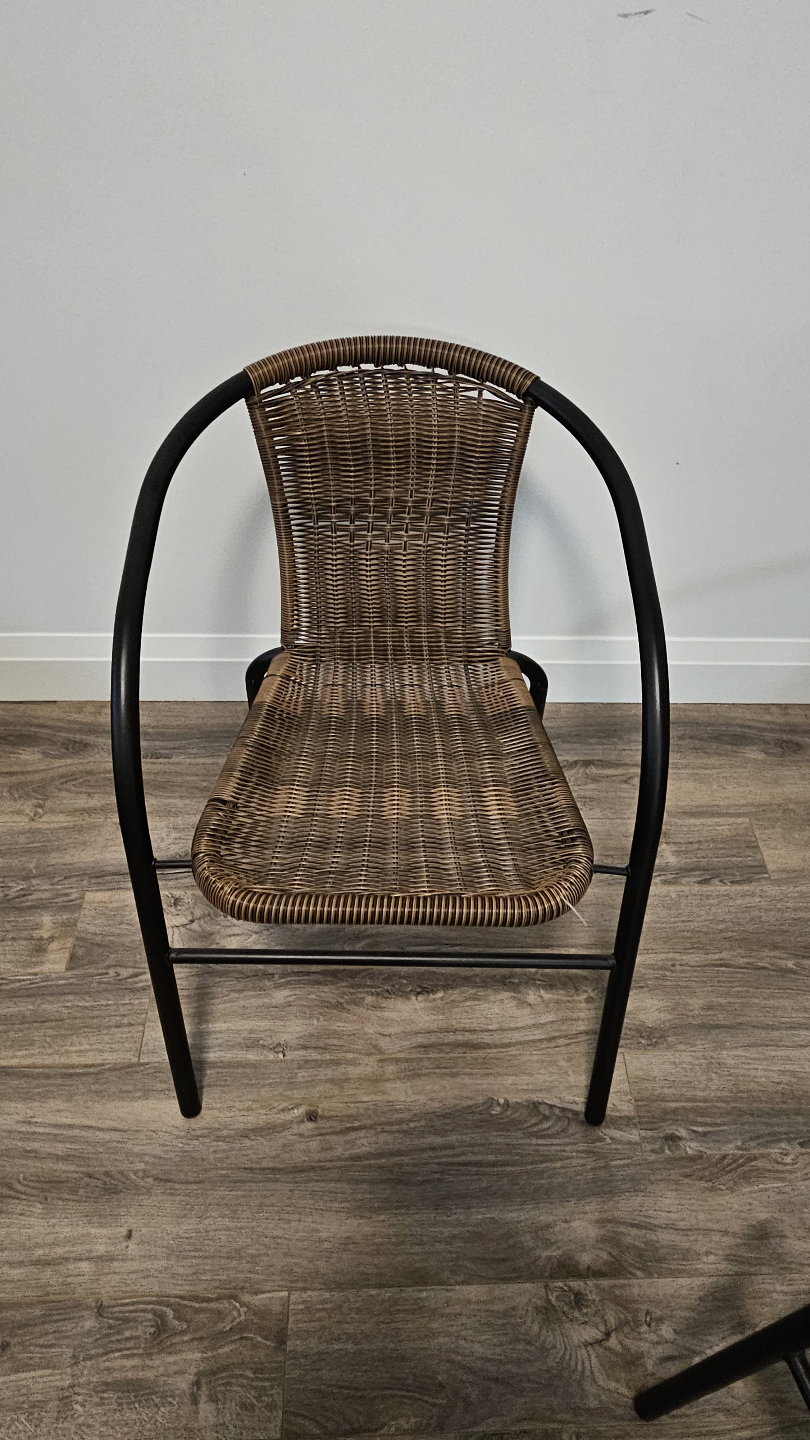 Wicker Patio Chair with Black Metal Frame