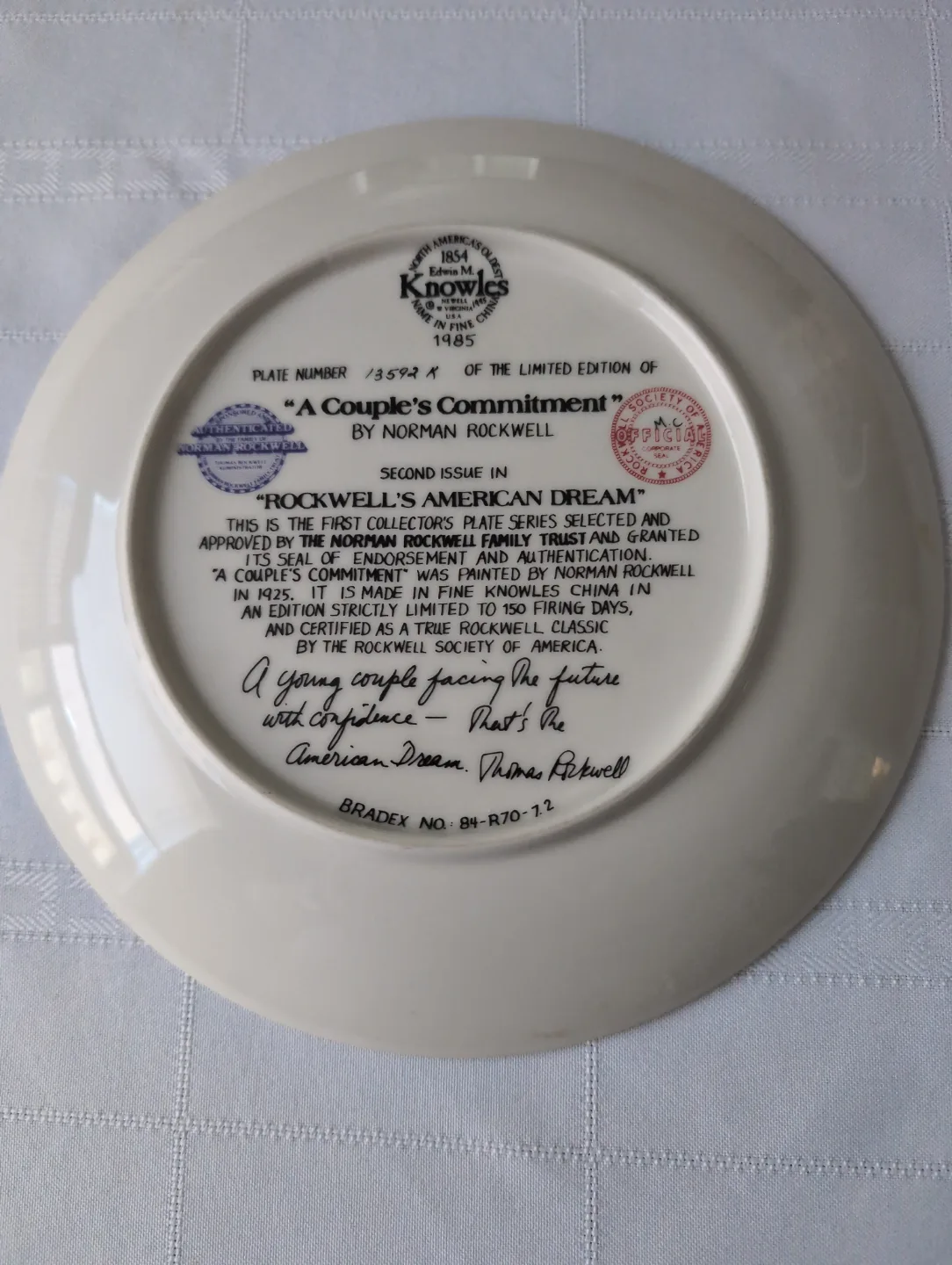 Norman Rockwell's "A Couple's Commitment" Collector Plate image indicator(2)