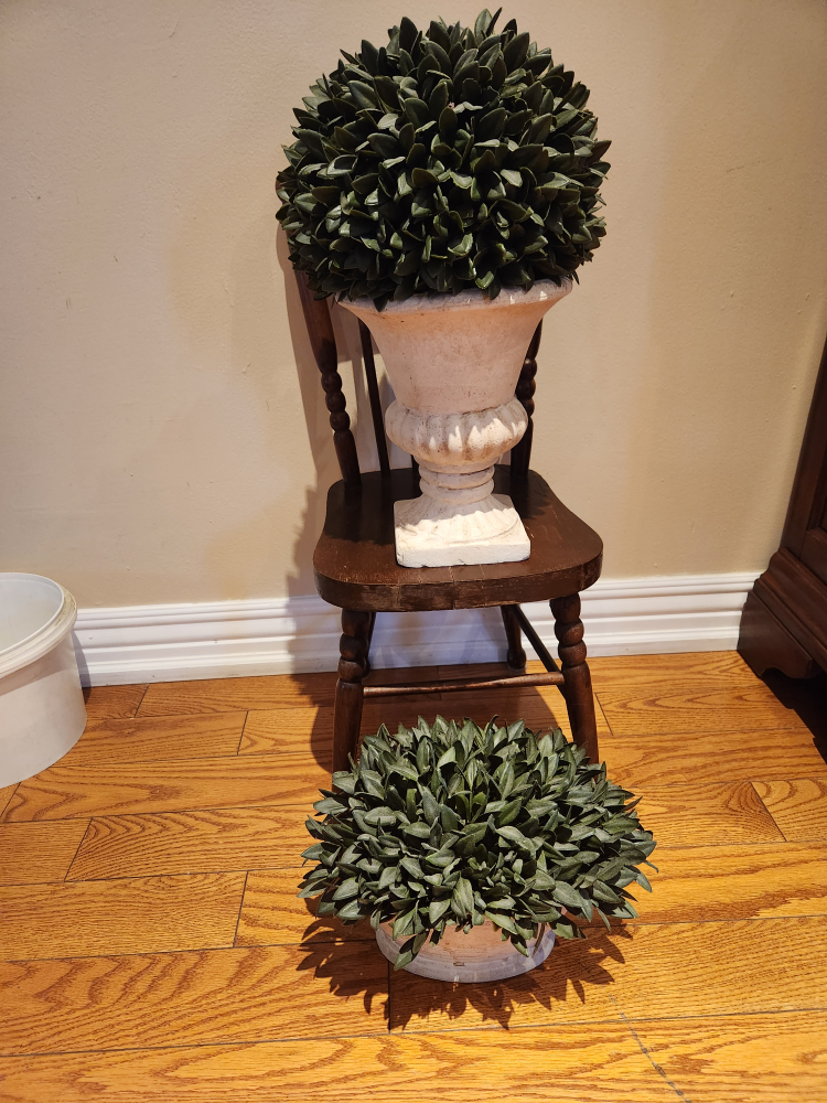Set of Two Artificial Boxwood Topiary Balls in Decorative Pots